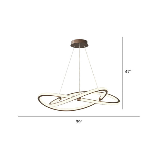 Modern Led Pendant Lamp - Minimalist Twist Design For Living Room Chandelier Brown / 39.5