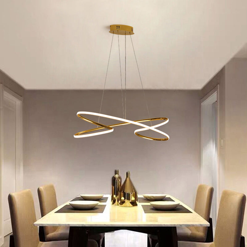 Artistic Aluminum Twist Led Chandelier Pendant Light For Dining Table