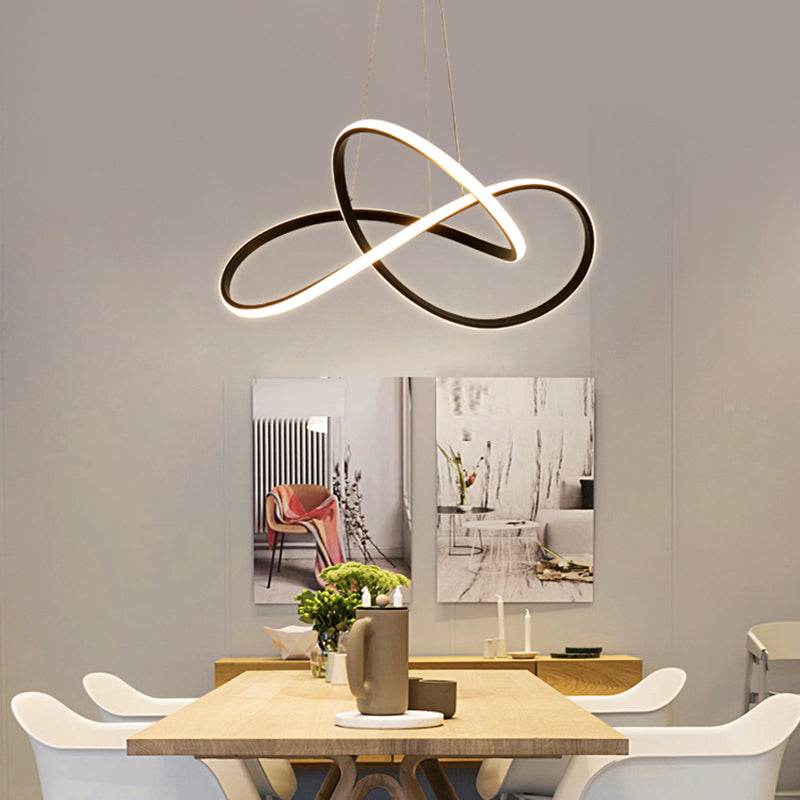 Black Curve Led Chandelier Light With Minimalistic Design And Acrylic Shade