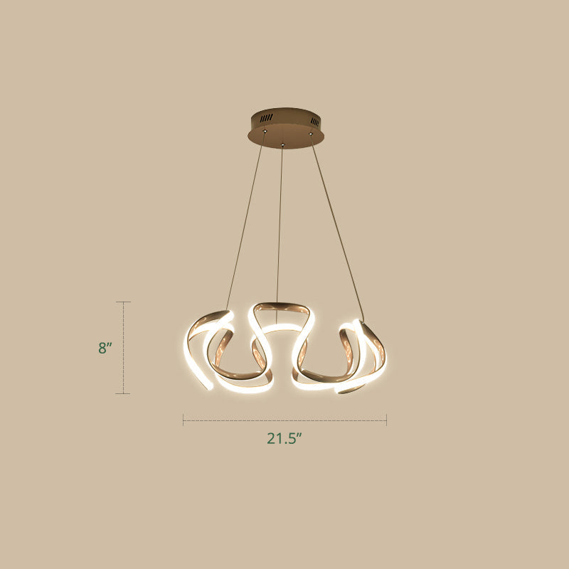 Gold-Plated Led Pendant Lamp With Curved Design For Dining Room Chandelier Gold / Third Gear