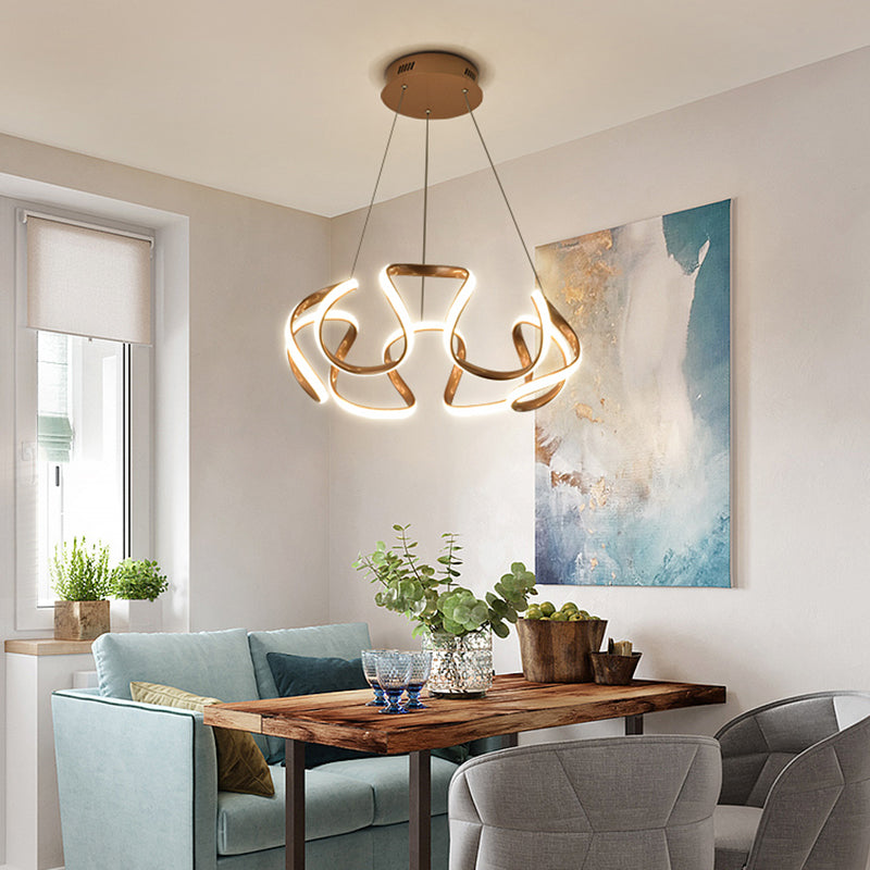 Gold-Plated LED Pendant Lamp: Elegant Acrylic Chandelier Light for Dining Room