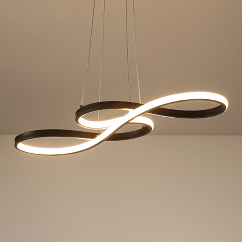 Black Acrylic Art Deco LED Chandelier: Musical Note-inspired Suspension Light for Dining Room