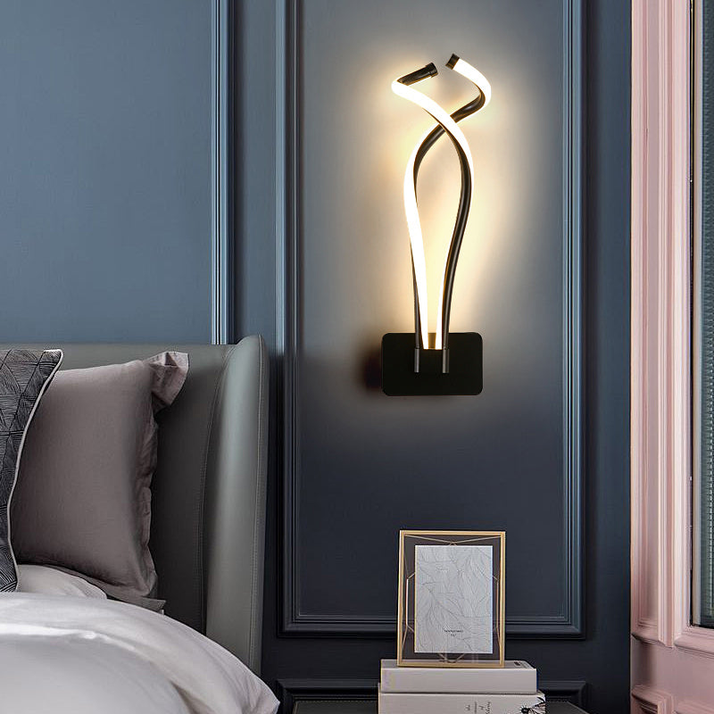 Art Deco Twisting Led Wall Sconce: Metal Edition For Bedroom Lighting