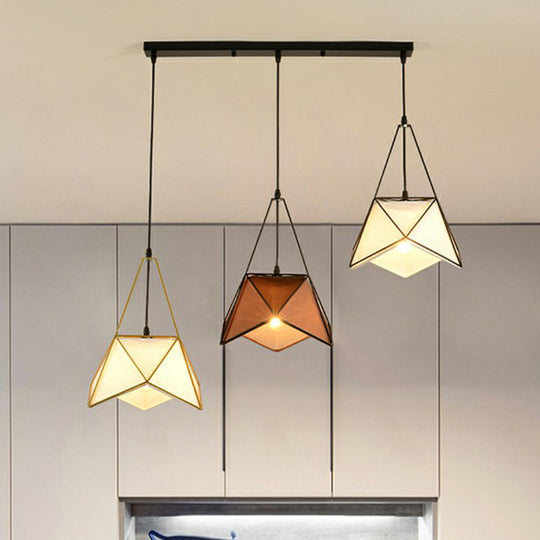 Nordic Metal Cluster Pendant Light With 3 Wire Frame Heads For Dining Room Ceiling