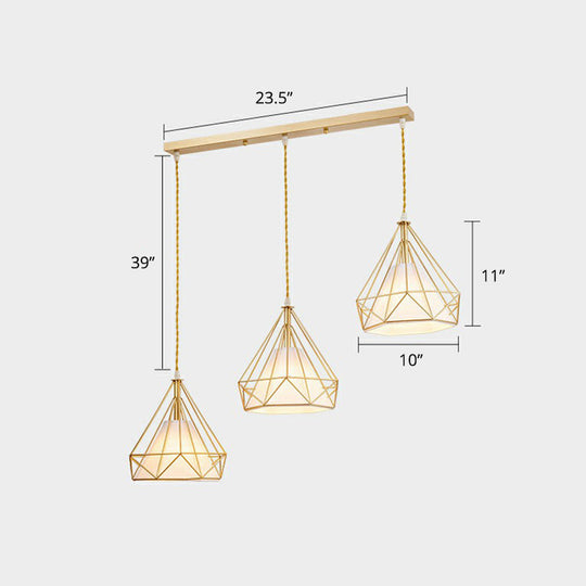 Nordic Metal Cluster Pendant Light With 3 Wire Frame Heads For Dining Room Ceiling Gold / B Linear