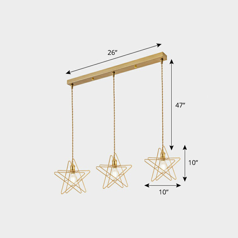 3-Head Nordic Metal Pendant Light - Wire Frame Cluster Ceiling Fixture for Dining Room