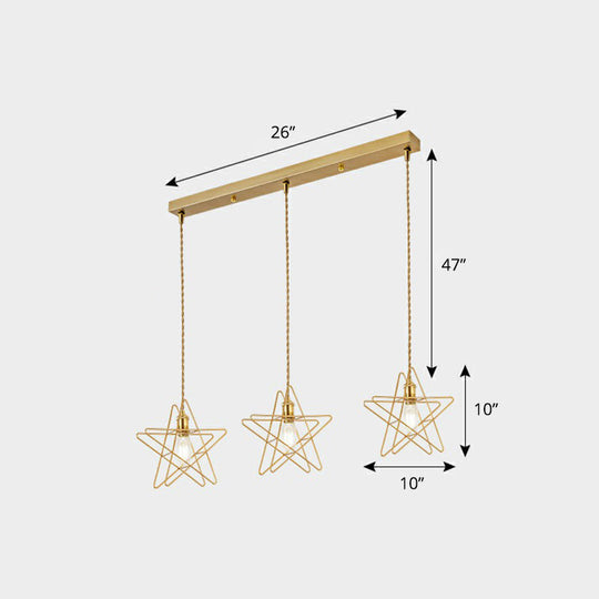 3-Head Nordic Metal Pendant Light - Wire Frame Cluster Ceiling Fixture for Dining Room