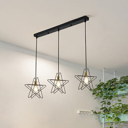 3-Head Nordic Metal Pendant Light - Wire Frame Cluster Ceiling Fixture for Dining Room