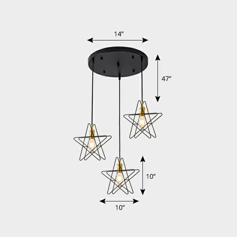 3-Head Nordic Metal Pendant Light - Wire Frame Cluster Ceiling Fixture for Dining Room