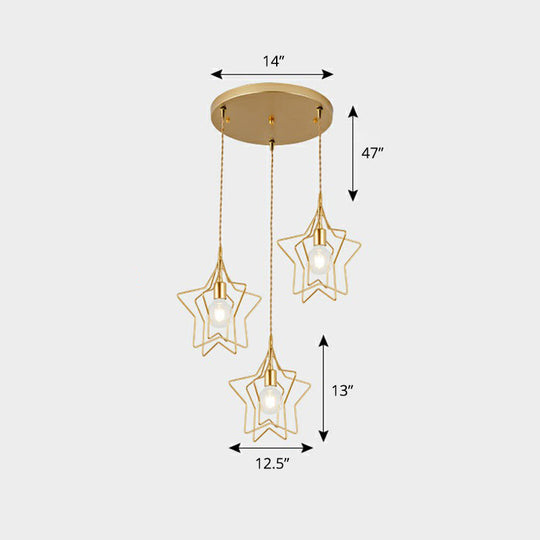 3-Head Nordic Metal Pendant Light - Wire Frame Cluster Ceiling Fixture for Dining Room