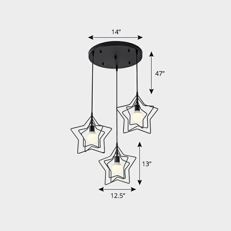 3-Head Nordic Metal Pendant Light - Wire Frame Cluster Ceiling Fixture for Dining Room