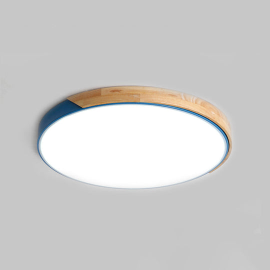 Nordic Wood Circle LED Flushmount Ceiling Light for Bedroom