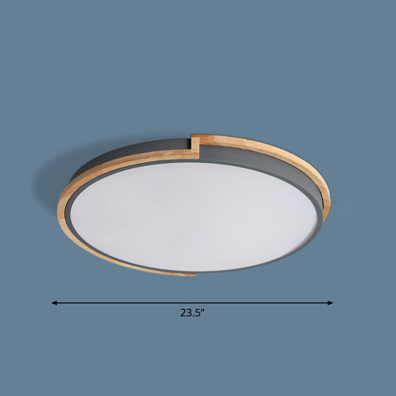 Nordic LED Flush Mount Ceiling Light with Acrylic Shade and Wood Frame - Perfect for Bedrooms