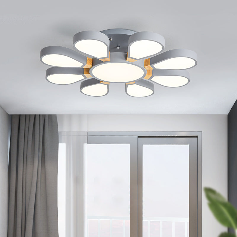 Nordic Style LED Ceiling Lamp - Petal Acrylic Shade, Semi Flush Mount