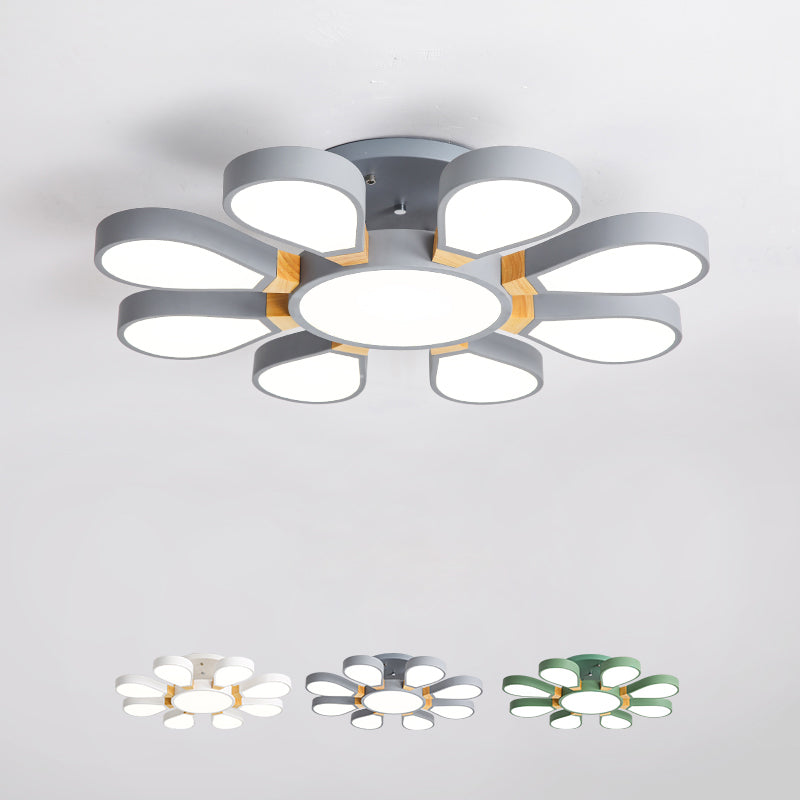 Nordic Style LED Ceiling Lamp - Petal Acrylic Shade, Semi Flush Mount