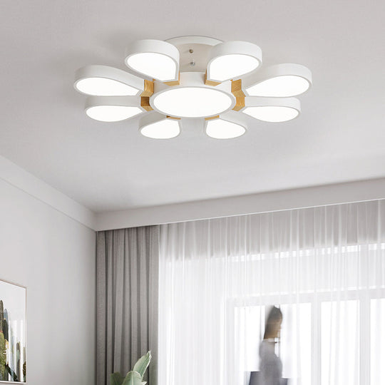 Nordic Style LED Ceiling Lamp - Petal Acrylic Shade, Semi Flush Mount