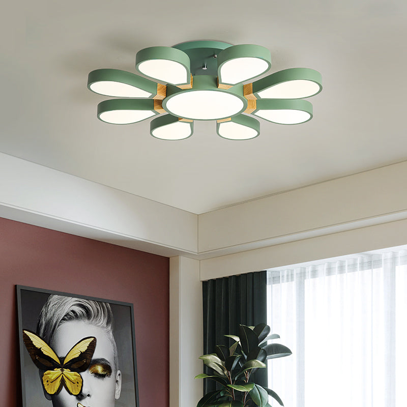 Nordic Style LED Ceiling Lamp - Petal Acrylic Shade, Semi Flush Mount