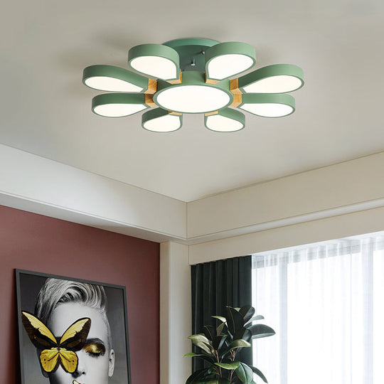 Nordic Style Led Ceiling Lamp - Petal Acrylic Shade Semi Flush Mount