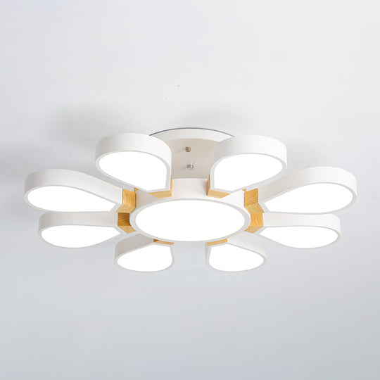 Nordic Style Led Ceiling Lamp - Petal Acrylic Shade Semi Flush Mount 8 / White Third Gear