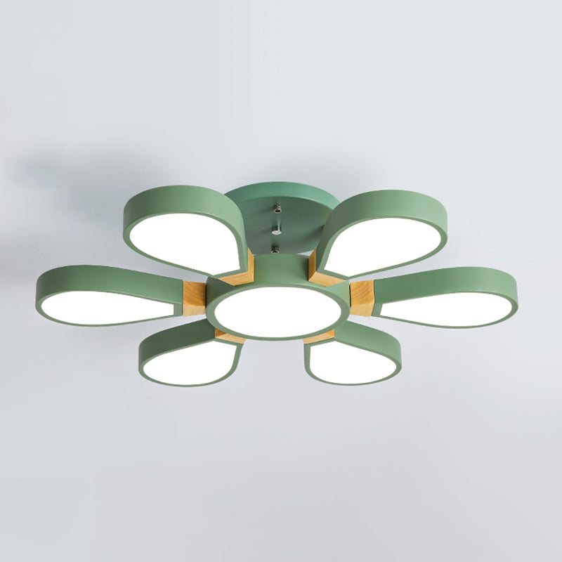 Nordic Style Led Ceiling Lamp - Petal Acrylic Shade Semi Flush Mount 6 / Green Third Gear