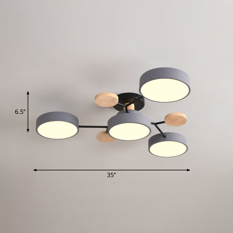 Metal Flush Nordic Led Ceiling Light With Tree Branch Design - Ideal For Bedroom 4 / Grey Third Gear