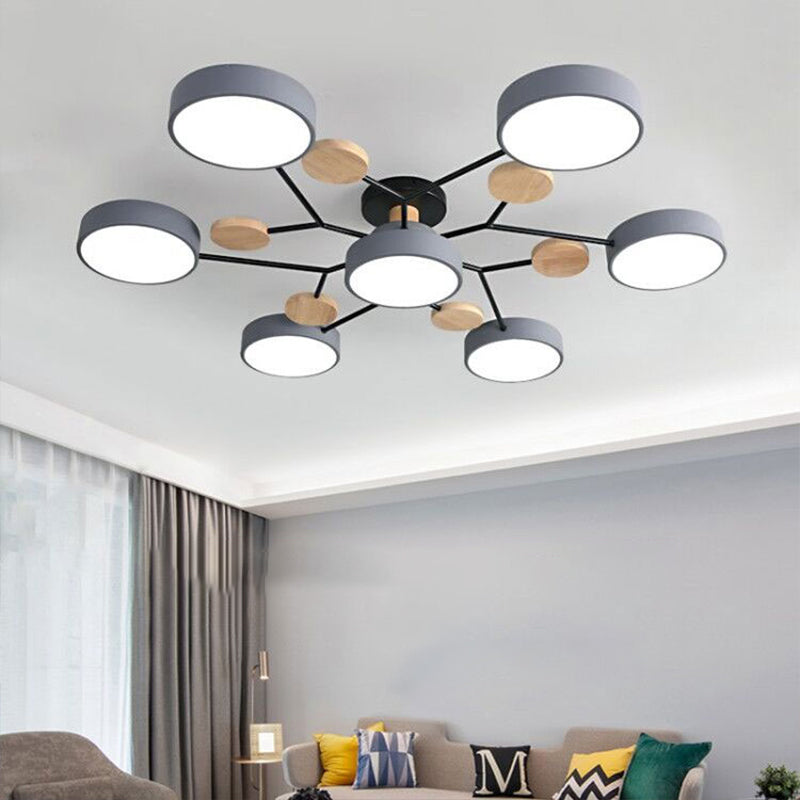 Metal Flush Nordic Led Ceiling Light With Tree Branch Design - Ideal For Bedroom