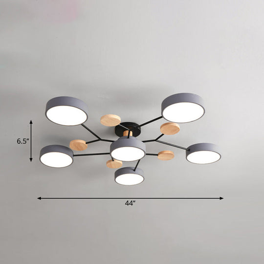 Metal Flush Nordic Led Ceiling Light With Tree Branch Design - Ideal For Bedroom 6 / Grey White