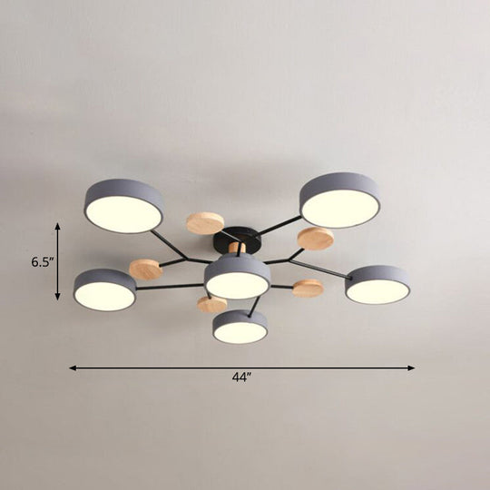 Metal Flush Nordic Led Ceiling Light With Tree Branch Design - Ideal For Bedroom 6 / Grey Third Gear