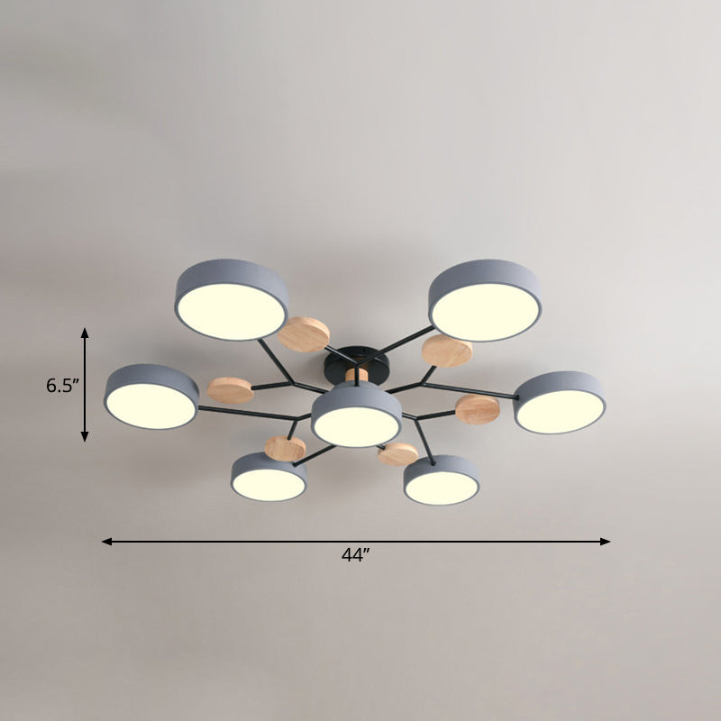 Metal Flush Nordic Led Ceiling Light With Tree Branch Design - Ideal For Bedroom 7 / Grey Third Gear