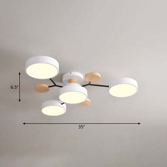 Metal Flush Nordic Led Ceiling Light With Tree Branch Design - Ideal For Bedroom 4 / White Third