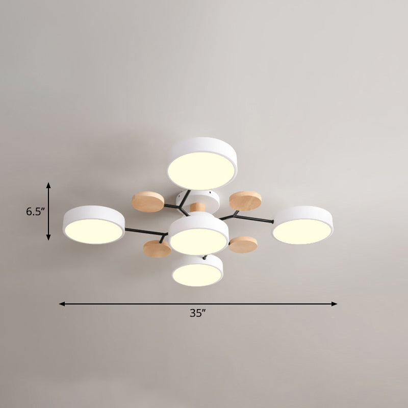 Metal Flush Nordic Led Ceiling Light With Tree Branch Design - Ideal For Bedroom 5 / White Third