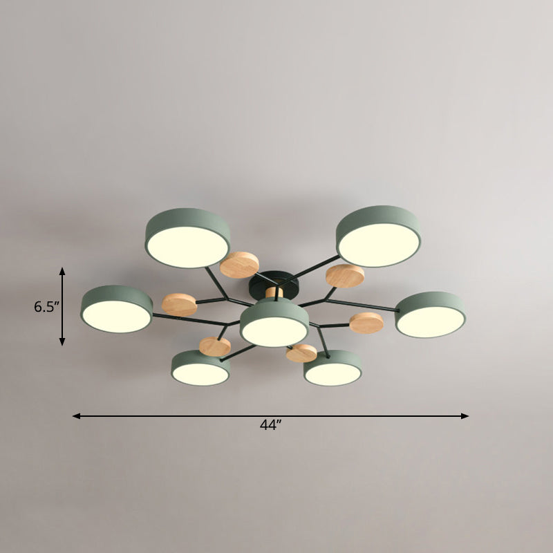 Metal Flush Nordic Led Ceiling Light With Tree Branch Design - Ideal For Bedroom 7 / Green Third