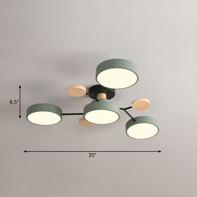 Metal Flush Nordic Led Ceiling Light With Tree Branch Design - Ideal For Bedroom 4 / Green Third