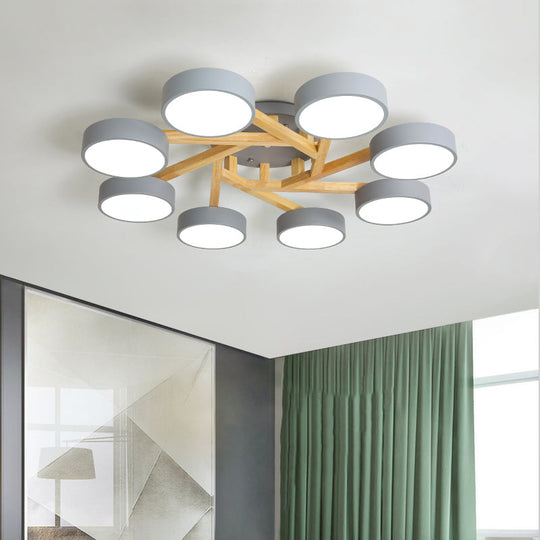 Sleek Wood Branch Led Ceiling Light With Minimalistic Acrylic Shade