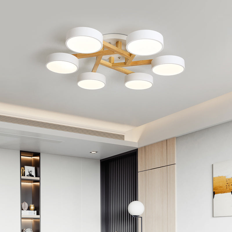 Sleek Wood Branch LED Ceiling Light with Minimalistic Acrylic Shade