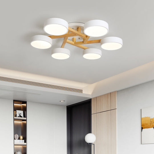 Sleek Wood Branch Led Ceiling Light With Minimalistic Acrylic Shade