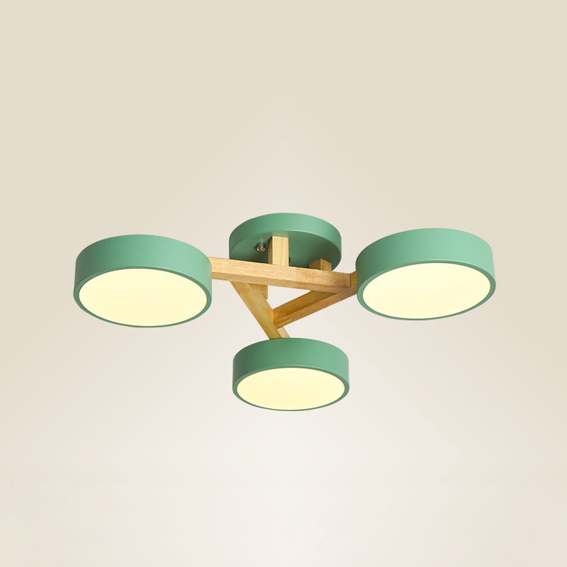 Sleek Wood Branch Led Ceiling Light With Minimalistic Acrylic Shade 3 / Green Warm