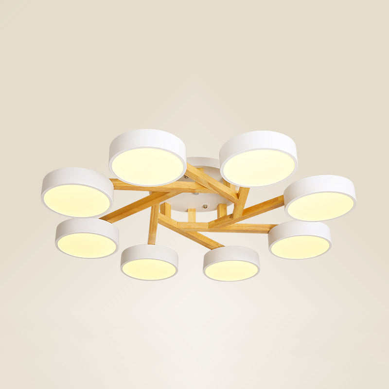 Sleek Wood Branch LED Ceiling Light with Minimalistic Acrylic Shade