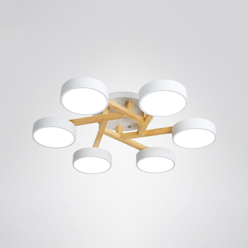 Sleek Wood Branch LED Ceiling Light with Minimalistic Acrylic Shade