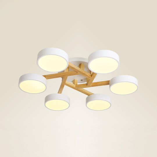 Sleek Wood Branch LED Ceiling Light with Minimalistic Acrylic Shade