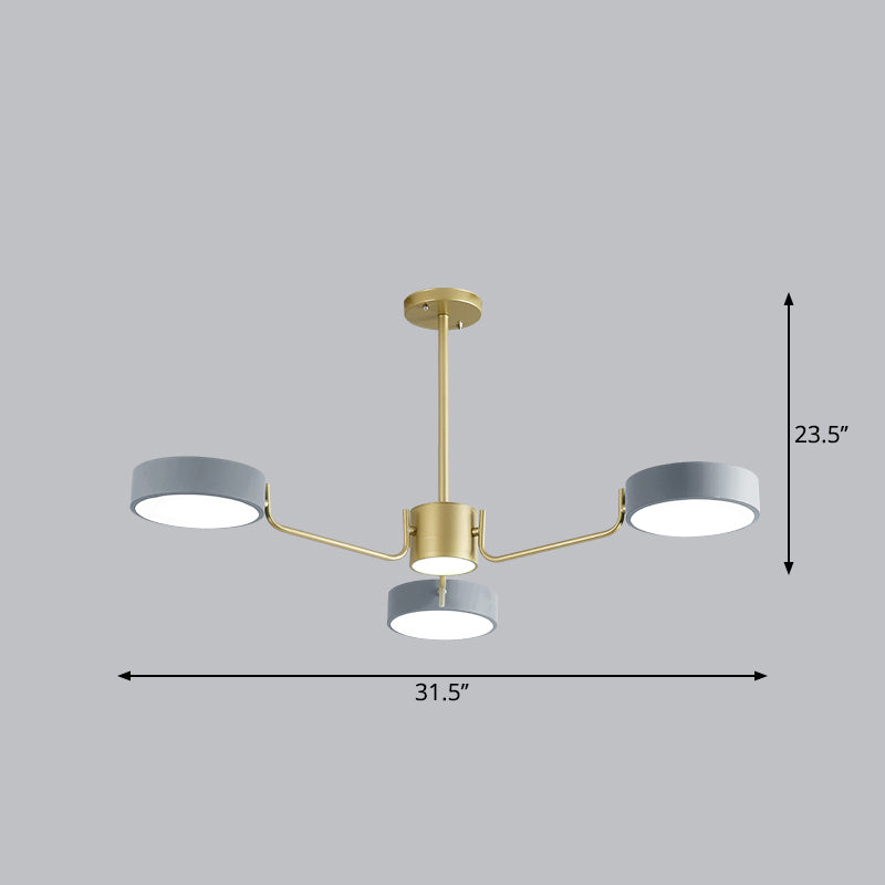 Modern Round Led Chandelier - Minimalistic Acrylic Living Room Hanging Lamp 3 / Grey Third Gear