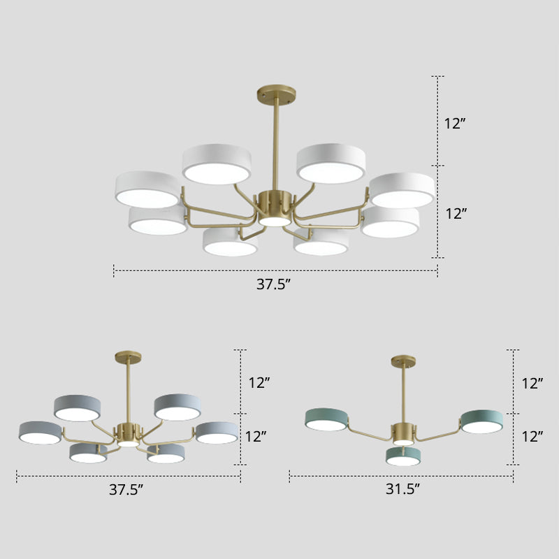 Modern Round Led Chandelier - Minimalistic Acrylic Living Room Hanging Lamp