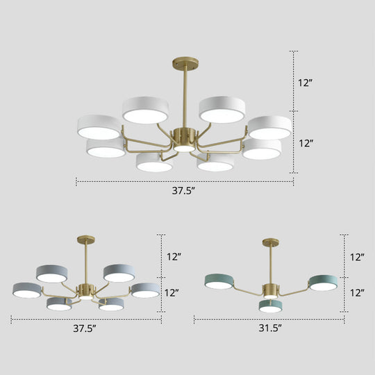 Modern Round Led Chandelier - Minimalistic Acrylic Living Room Hanging Lamp