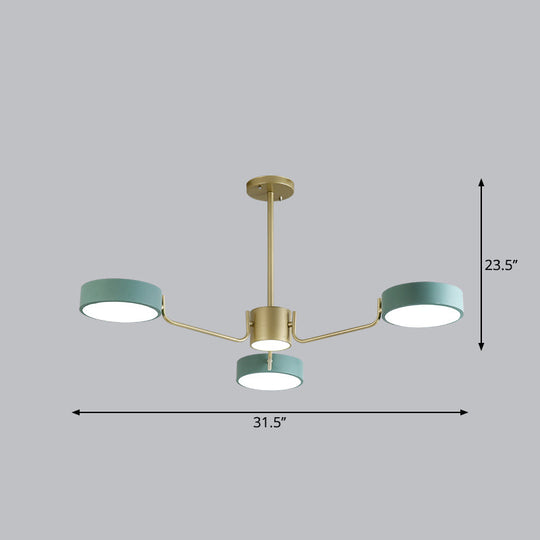 Modern Round Led Chandelier - Minimalistic Acrylic Living Room Hanging Lamp 3 / Green Third Gear