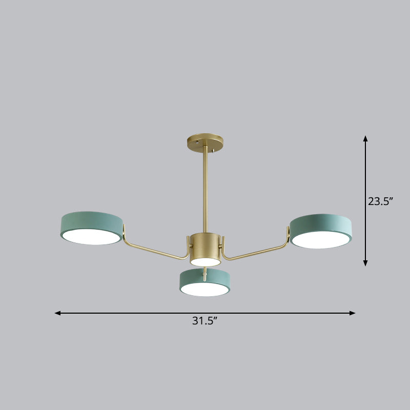 Modern Round Led Chandelier - Minimalistic Acrylic Living Room Hanging Lamp 3 / Green White