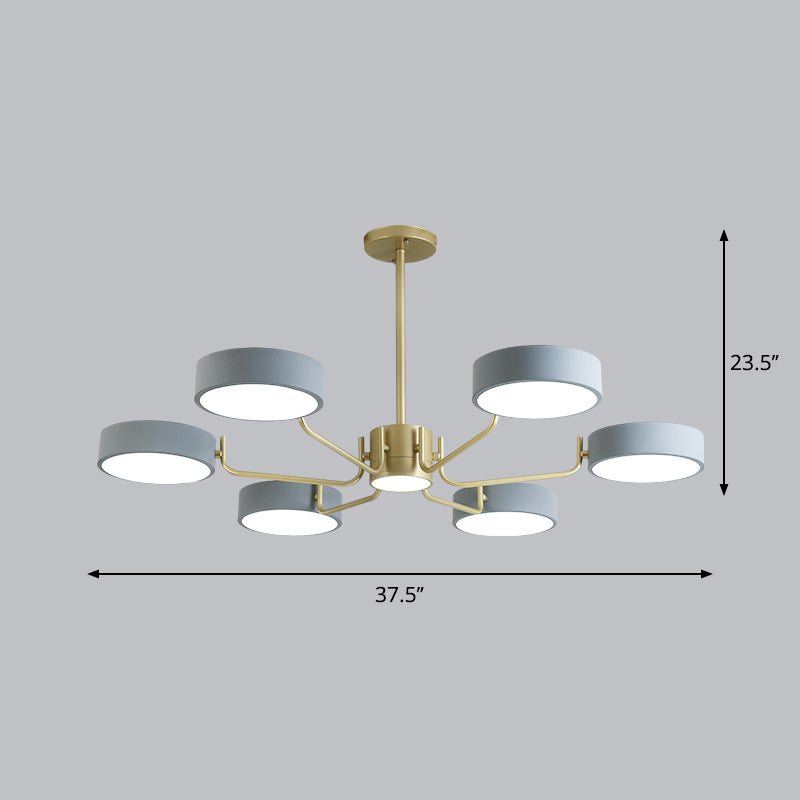 Modern Round Led Chandelier - Minimalistic Acrylic Living Room Hanging Lamp 6 / Grey Third Gear