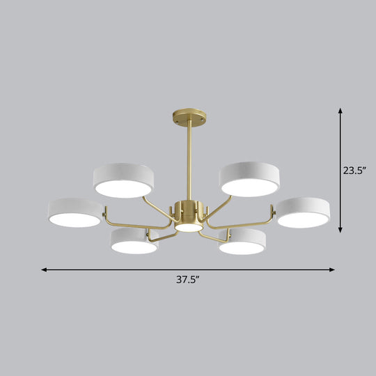 Modern Round Led Chandelier - Minimalistic Acrylic Living Room Hanging Lamp 6 / White Third Gear