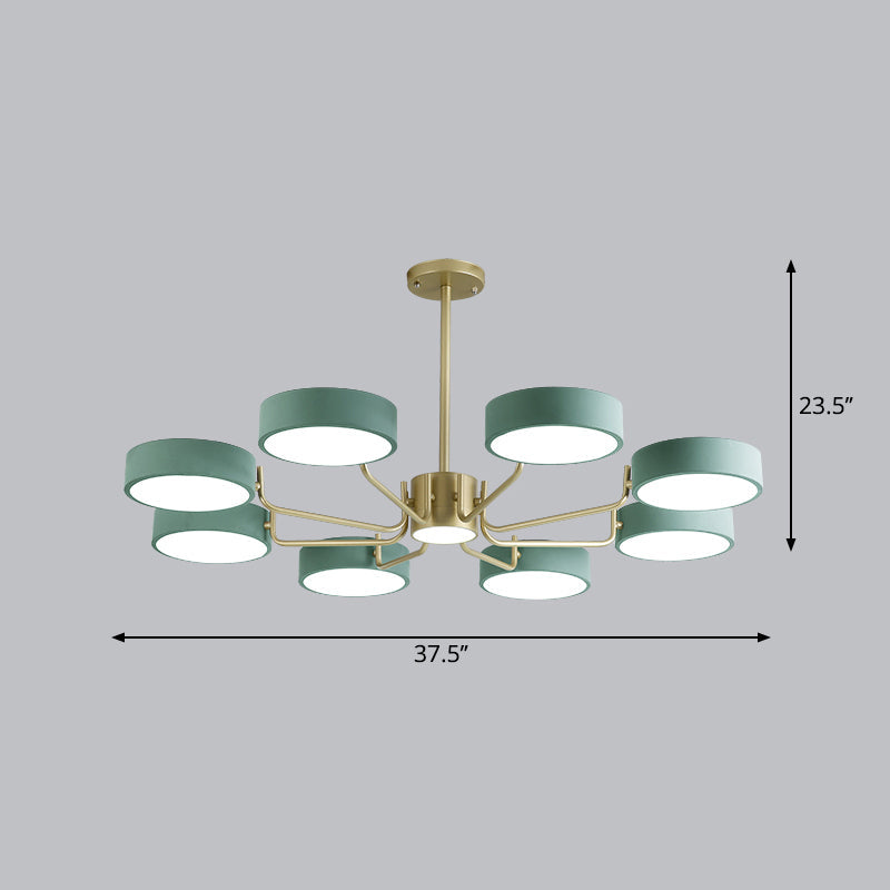 Modern Round Led Chandelier - Minimalistic Acrylic Living Room Hanging Lamp 8 / Green Third Gear