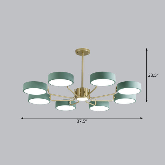 Modern Round Led Chandelier - Minimalistic Acrylic Living Room Hanging Lamp 8 / Green White