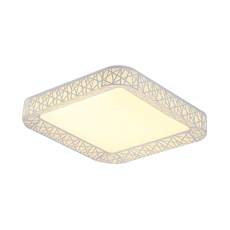 Modernist Led Acrylic Flush Mount Lamp - Square/Rectangular White Ceiling Light With Frosted